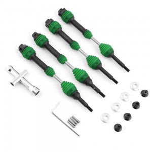 FULL HD CVD DRIVE SHAFT SET W/ DUST COVER 6851R 6852R TRAXXAS HOSS RUSTLER SLASH RC TRUCK - GREEN - TRX-6851/GR