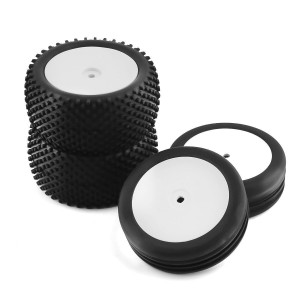RUBBER TYRE & RIM SET FOR 1/10 2WD RC BUGGY Xray XB2 Bandit SRX4 EB410 YZ4 EB410 - WH056