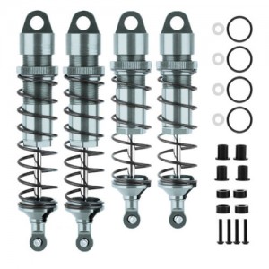 ALUMINIUM FRONT & REAR OIL DAMPER SET 1/8 RC TRAXXAS SLEDGE MONSTER 95076-4 - GUN SILVER - SLE01/GS