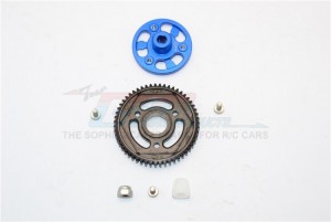 ALUMINIUM SPUR GEAR ADAPTER STEEL GEAR 55T -   AXIAL SCX10 II - Blue - SSCX21555T-B