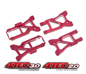 ALUMINIUM FRONT & REAR SUSPENSION ARM 8333 8331 1/10 TRAXXAS 4TEC 2.0 / 4TEC 3.0 Car - Red - 4TEC05456/R