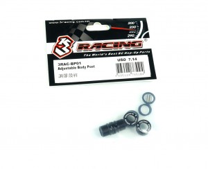 3RACING 3RAC-BP01 Aluminium Adjustable Body Post For 1/10 RC Car - 3RAC-BP01/BK