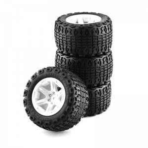 105mm Rubber Tire & Rim Set - Type A For 1/16 RC TRAXXAS MINI E-REVO SUMMIT SLASH - WHITE - WH-11601/WI