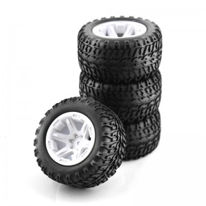 105mm Rubber Tire & Rim Set Type B For 1/16 RC TRAXXAS MINI E-REVO SUMMIT SLASH - WHITE - WH-11602/WI
