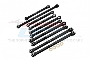 GPM UTB1449162 ALUMINUM 7075-T6 FRONT & REAR CHASSIS LINKS PARTS TREE W/ FRONT STEERING LINK ROD AXIAL 1/18 UTB18 CAPRA 4WD UNLIMITED TRAIL BUGGY  ... - UTB1449162-BK