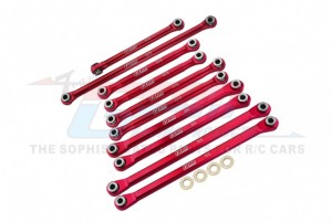 GPM UTB1449162 ALUMINUM 7075-T6 FRONT & REAR CHASSIS LINKS PARTS TREE W/ FRONT STEERING LINK ROD AXIAL 1/18 UTB18 CAPRA 4WD UNLIMITED TRAIL BUGGY AXI01002 - RED - UTB1449162-R