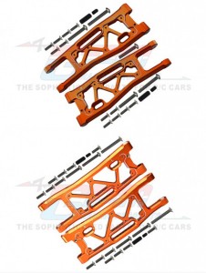 GPM SLE05556 FULL SET FRONT AND REAR LOWER SUSPENSION ARM 1/8 TRAXXAS 4WD SLEDGE MONSTER - ORANGE - SLE05556-OR