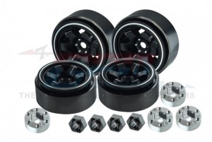 GPM TRX4MZSP1221 ALUMINUM 1-INCH BEADLOCK WHEEL RIMS SET 6 POLES TRAXXAS 1/18 4WD TRX-4M FORD BRONCO 97074-1 / DEFENDER 97054-1 - BLACK - TRX4MZSP1221-BK