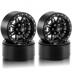 1.9 Inch Beadlock Wheel Rim Set Spider Pattern 1/10 RC TRAXXAS TRX-4 AXIAL SCX10 CRAWLER - BLACK - WH19001/BK
