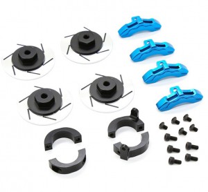 Aluminum Brake Disc Caliper Wheel 12mm Hex Adapter For TAMIYA 1/10 CC02 RC Pickup Truck 58675 58705 58715 - LIGHT BLUE - CC02-03/LB