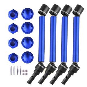 ALUMINUM FRONT / REAR CVD DRIVE SHAFT ASSEMBLY 17mm HEX ADAPTER WHEEL LOCK 1/10 TRAXXAS MAXX V2 WIDE MAXX MONSTER 89086-4 - BLUE - TRX8950/BU