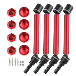 ALUMINUM FRONT / REAR CVD DRIVE SHAFT ASSEMBLY 17mm HEX ADAPTER WHEEL LOCK 1/10 TRAXXAS MAXX V2 WIDE MAXX MONSTER 89086-4 - RED - TRX8950/RE