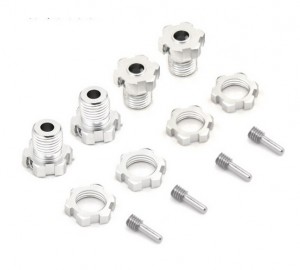 Aluminum Splined Wheel Hubs -17mm 5353X TRAXXAS 1/10 E-Maxx T-Maxx 2.5 Revo 3.3 Summit Monster Truck - SILVER - TRX-5353X/S