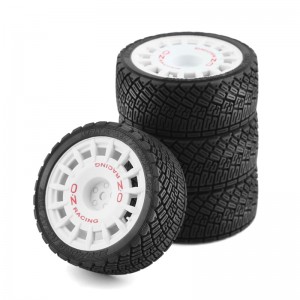 Offroad Rubber Tyre and Rim Set -12mm Hex For 1/10 RC TAMIYA TT02 XV01 XV02 TA06 Rally Truck - WHITE - TY006/WI