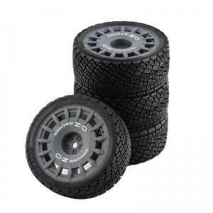 Offroad Rubber Tyre and Rim Set -12mm Hex For 1/10 RC TAMIYA TT02 XV01 XV02 TA06 Rally Truck - GUN SILVER - TY006/GS