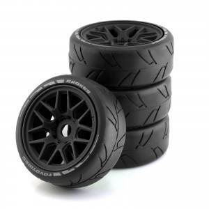 BBS Spoke Rally Rubber Tyre and Rim Set -17mm Hex For 1/8 ARRMA Infraction 3S BLX - TY007/BK
