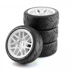BBS Spoke Rally Rubber Tyre and Rim Set -17mm Hex For 1/8 ARRMA Infraction 3S BLX - WHITE - TY007/WI