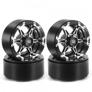 Aluminum 6 Spoke 1.9 Inch 56 x 26mm Metal Beadlock Wheel Hub Wheel Rim For 1/10 RC Axial SCX10 Traxxas TRX-4 RC CRAWLER - RS-WH1903/BK