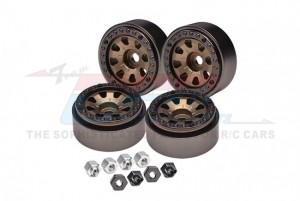 ALUMINUM 1-INCH 8 POLES BEADLOCK WHEEL RIMS SET TRAXXAS 1/18 4WD TRX4M / AXIAL 1/24 SCX24 Crawler - TITANIUM - TRX4MZSP1216-TIT