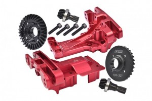 GPM XRT12131032 ALU 7075 F AND R UPPER BULKHEAD WITH DIFFERENTIAL GEAR SET 32/10T TRAXXAS 1/5 X-MAXX 8S TRAXXAS 1/6 XRT 8S - RED - XRT12131032-R