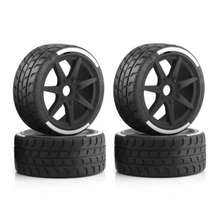 7 Spoke Tire & Plastic Rim Set 42x100mm 17mm Wheel Hex For Arrma 1/7 INFRACTION LIMITLESS 6S BLX - BLACK - WH010/BK