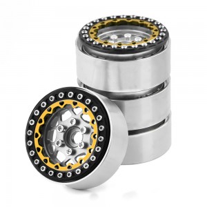 Unversial Aluminum 1.9 Inch Beadlock Wheel Rim For 1/10 RC Axial SCX10 TRAXXAS TRX-4 Crawler Car - BLACK / SILVER - WH19002BK/SI