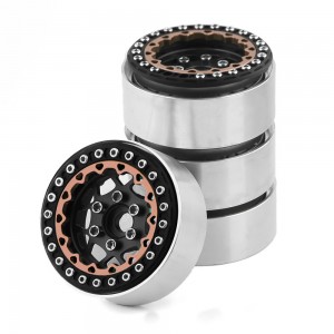 Unversial Aluminum 1.9 Inch Beadlock Wheel Rim For 1/10 RC Axial SCX10 TRAXXAS TRX-4 Crawler Car - BLACK / BLACK - WH19002BK/BK