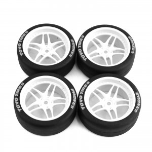 5 Spoke Rubber Type and Rim Set 12mm 1/10 Drift Touring TAMIYA RC Car D4 TT02 - WHITE - WH652601/WI