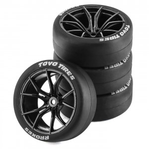 5 Spoke Rubber Type and Rim Set 12mm 1/10 Drift Touring TAMIYA RC Car D5 TT02 - BLACK - WH652601B/BK