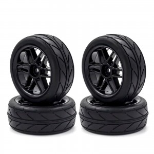 Rubber Type and Rim Set 6 Spoke 12mm Hex For 1/10 Onroad Touring Car Cero TT02 - WH2666-BK