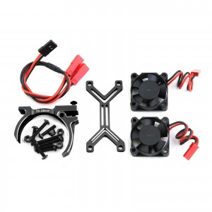 Aluminum HeatSink Dual Fan 36-38mm 540 550 3650 3660 3670 1/8 1/10 RC TRAXXAS TRX-4 SLASH AXIAL SCX10 CAPRA - MHS3638/BK