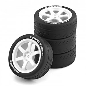 Rubber Tire And Wheel Set 68 x 27mm 12mm Hex For TAMIYA TT02 XV01 1/10 Rally Truck - WH6827/WI