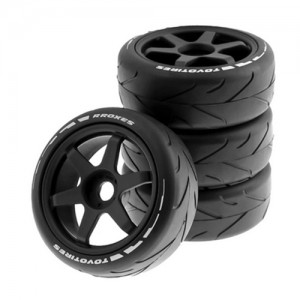 Rubber Tire and Rim Set 105 x 40mm 17mm Hex For 1/8 RC Arrma Kyosho Losi Truck - BLACK - WH10540/BK