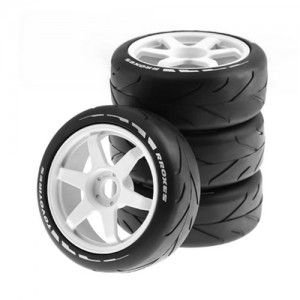 Rubber Tire and Rim Set 105 x 40mm 17mm Hex For 1/8 RC Arrma Kyosho Losi Truck - WHITE - WH10540/WI