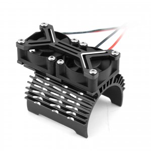 Aluminum Dual Motor Heatsink Cooling Fan Mount 4068 4074 4082 4268 4274 40 - 42mm For 1/7 1/8 ARRMA TRAXXAS Car - BLACK - MHS4042B/BK