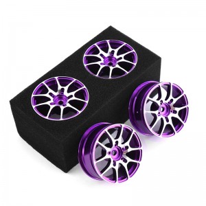 Aluminum 5 Spoke Wheel Rim Set 52 x 26mm 12mm Hex For 1/10 TAMIYA YOKOMO Drift Car - PURPLE - WH5226A-PU
