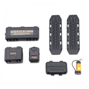 Decroation Parts Storage Box Sand Ladder Tools Box Fire Extinguisher For 1/18 1/24 RC Axial Racing SCX24 / Traxxas TRX-4M Crawler - BLACK - DS-04/BK