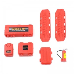 Decroation Parts Storage Box Sand Ladder Tools Box Fire Extinguisher For 1/18 1/24 RC Axial Racing SCX24 / Traxxas TRX-4M Crawler - RED - DS-04/RE