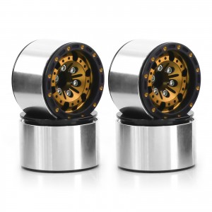 Aluminum 1.0 Inch 28 x 18mm Metal Beadlock Wheel Hub Wheel Rim 1/18 TRAXXAS TRX-4M 1/24 AXIAL SCX24 CRAWLER - YELLOW - WH2818A-YE