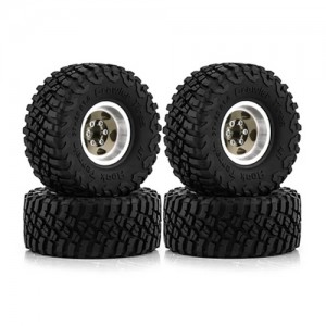 Rubber Tire And Aluminum Rim Set 1 Inch 57 x 25mm For 1/18 TRAXXAS TRX-4M / 1/24 AXIAL RACING SCX24 Crawler - TITANIUM - TR5725B/TI