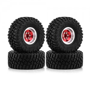 Rubber Tire And Aluminum Rim Set 1 Inch 57 x 25mm For 1/18 TRAXXAS TRX-4M / 1/24 AXIAL RACING SCX24 Crawler - TR5725B/RE