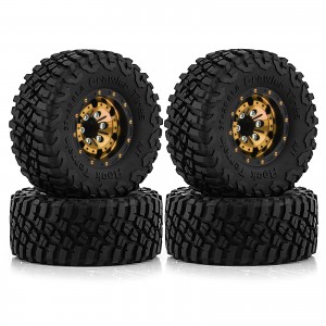 Rubber Tire And Aluminum Rim Set Type C 1 Inch 57 x 25mm For 1/18 TRAXXAS TRX-4M / 1/24 AXIAL RACING SCX24 Crawler - TR5725C/GO