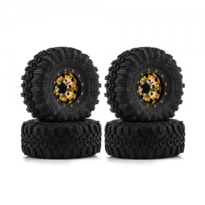 Rubber Tire And Aluminum Rim Set Type D 1 Inch 57 x 25mm For 1/18 TRAXXAS TRX-4M / 1/24 AXIAL RACING SCX24 Crawler - TR5725D/GO