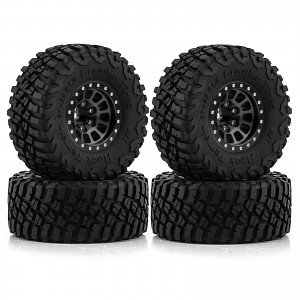 Rubber Tire And Aluminum Rim Set Type E 1 Inch 57 x 25mm For 1/18 TRAXXAS TRX-4M / 1/24 AXIAL RACING SCX24 Crawler - TR5725E/BK