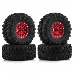 Rubber Tire And Aluminum Rim Set Type F 1 Inch 57 x 25mm For 1/18 TRAXXAS TRX-4M / 1/24 AXIAL RACING SCX24 Crawler - TR5725F/RE