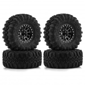 Rubber Tire And Aluminum Rim Set Type F 1 Inch 57 x 25mm For 1/18 TRAXXAS TRX-4M / 1/24 AXIAL RACING SCX24 Crawler - TR5725F/BK