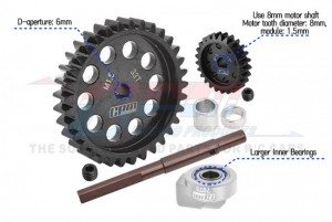 GPM XRT2533TS 40Cr CARBON STEEL M1.5 SPUR GEAR 33T MOTOR GEAR 25T TRAXXAS 1/5 4WD X-MAXX 6S 8S 1/6 XRT 8S - XRT2533TS-BK