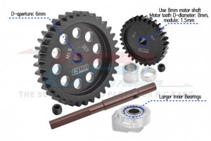 GPM TXM3035TS 40Cr CARBON STEEL M1.5 SPUR GEAR 35T PINION GEAR 30T TRAXXAS 1/5 X-MAXX 6S 8S / XRT 8S - TXM3035TS-BK