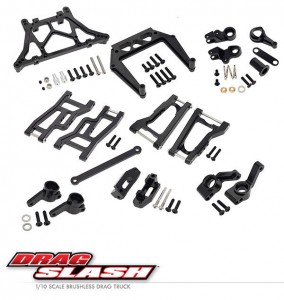 FULL COMBO ALUMINIUM UPGRADE PARTS SET FOR TRAXXAS 1/10 C10 DRAG SLASH 94076-4 - COMBO-DS/BK