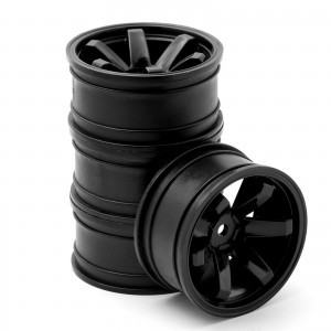 Plastic Front & Rear Wheel Rim Wheel Hubs - 52 x 26mm 12mm Hex 1/10 TAMIYA 3RCING SAKURA D4 D5 Drift Touring Car - BLACK - WH-21/BK